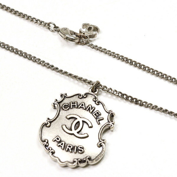 CHANEL Jewelry - CHANEL Silver Logo Necklace